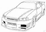 Furious Gtr R32 Coloriage Carros Jdm Carro R34 Ausmalen 350z Supra Furiosos Coloringhome Drawed Benz Sheets Lápiz Educative Velozes Ausmalbilder sketch template