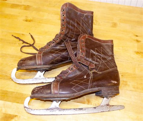 antique leather ice skate boots ice hockey skates  jackson sport prima sted