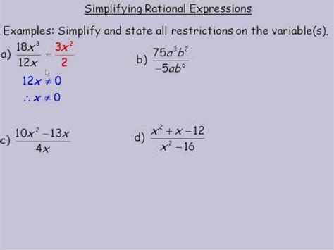 simplifying rational expressions part  youtube