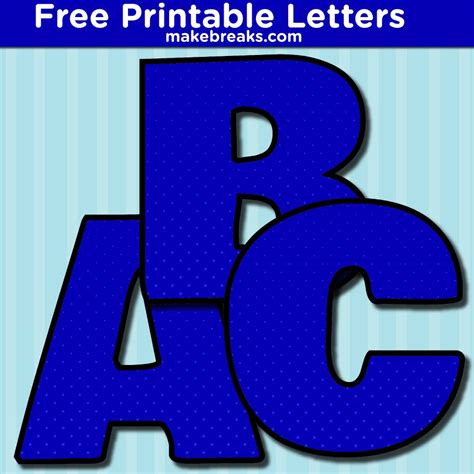 printable bold blue dot alphabet  breaks