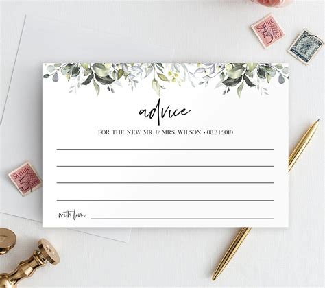 wedding advice card template  wishes printable editable etsy