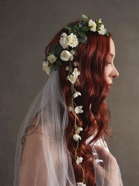 bridal crown veil white flower headpiece wedding veils cathedral