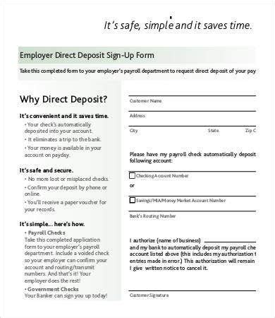 direct deposit form template    documents