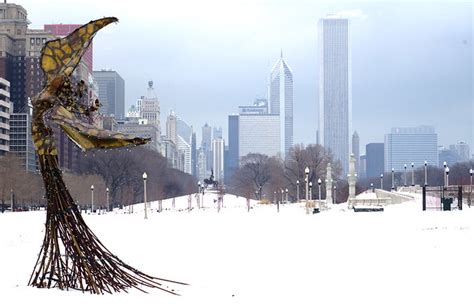 chicago angel in winter a bit of public art in chicago s