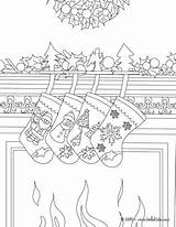 Pages Coloring Christmas Fireplace Stockings Socks Chimney Cute Hung Over Stocking Coloriage Color Hellokids Printable Dessin Kids Online Print Colorier sketch template