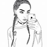 Drawings Drawing Outline Girl Cool Swag People Girls Tumblr Cute Ghetto Outlines Selfie Dibujos Coloring Pages Draw Sketches Braids Grunge sketch template