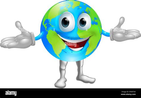 illustration   happy world globe character standing  hands  stock vector image art
