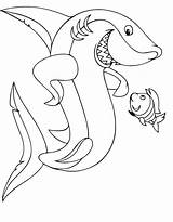 Shark Coloring Pages Printable Small Fish Meets Big sketch template