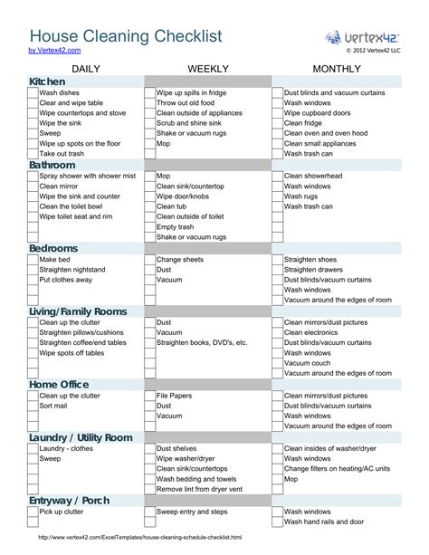 deep cleaning  printable house cleaning checklist  printable
