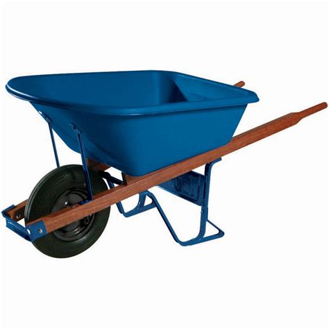 ames jackson  cubic feet contractor poly wheelbarrow blue lawn garden outdoor tools