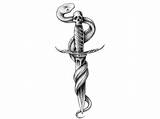 Snake Dagger Tikari Tatuagem Espadas Skull Espada Geocache sketch template