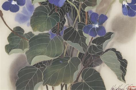 hsing hua chang limited edition artists proof offset lithograph  blue violets ebth