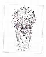 Skull Indian Headdress Deviantart Tattoo Coloring Pages Drawing Tattoos Traditional Choose Board Aztec Designs Headress sketch template