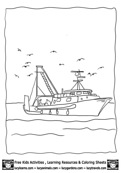 fishing boat coloring   designlooter