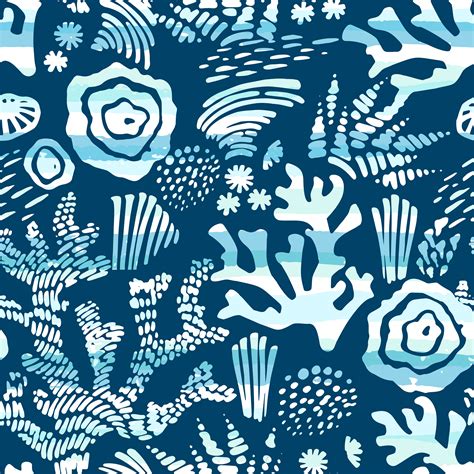 vector sea seamless pattern  hand drawn textures  vector art