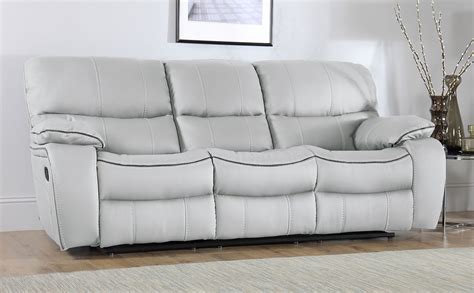 beaumont light grey leather  seater recliner sofa furniture choice