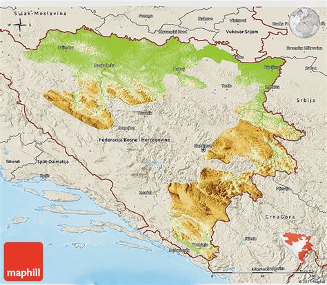 Physical 3d Map Of Republika Srpska Shaded Relief Outside