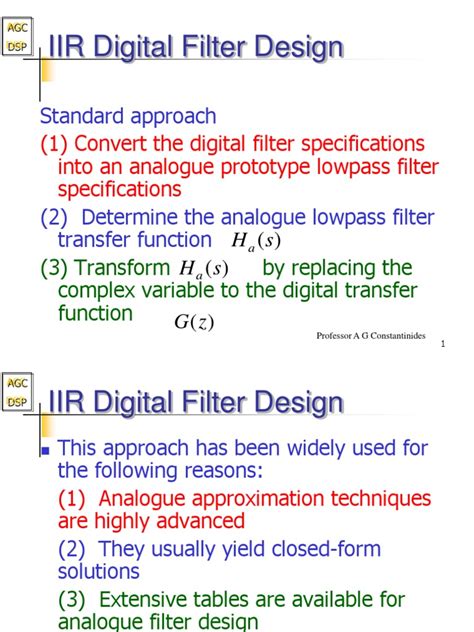 iir digital filter design standard approach