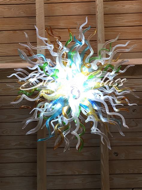 sand sea hand blown glass chandelier call  pricing