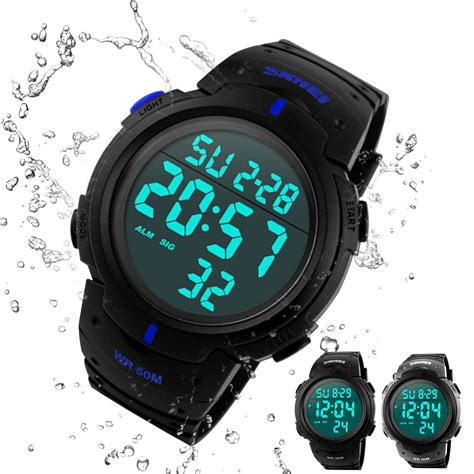 eeekit mens digital  large face led wrist watches military sports electronic waterproof
