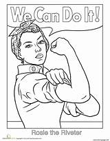 Rosie Riveter Coloring Do Pages Printable History Women Month Colouring Girl Book Print Color Woman Sheets Info Womens Power Choose sketch template