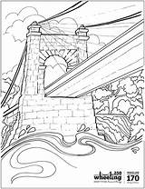 Bridge Wheeling Suspension Coloring Fireworks 170th Celebration Birthday Copies Commemorative Print Click Will sketch template