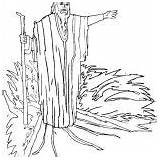 Moses Coloring Strike Rock Prophet Drawing Stick His sketch template
