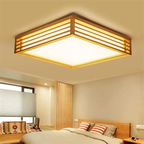 japanse tatami hout slaapkamer lamp led plafond lampen warm minimalistische art lampen vierkante