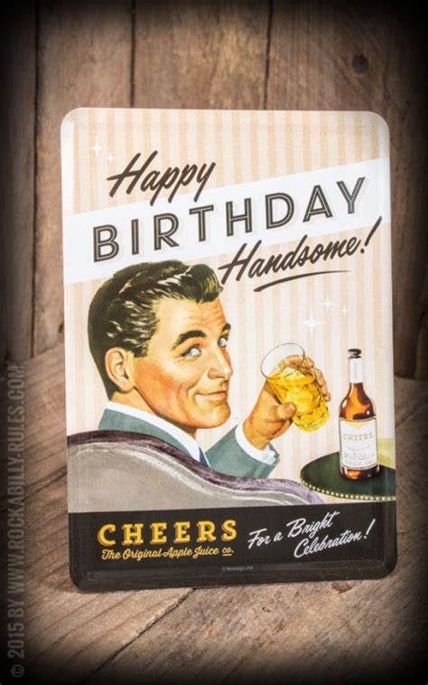 Blechpostkarte Say It 50 S Happy Birthday Man Retro