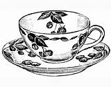 Tea Cup Coloring Pages Drawing Cups Teacup Vintage Printable Print Clipart Pots Adult Embroidery Craft Coffee Create Line Drawings Amp sketch template
