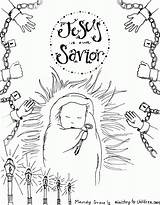Savior Nativity sketch template