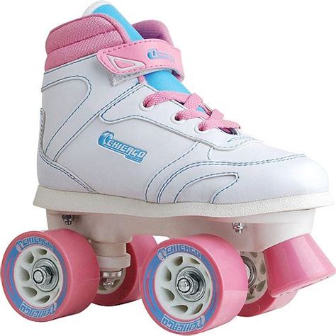 Chicago Girls Quad Roller Skates White Pink Teal Sidewalk Skates Size