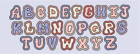 colorful kawaii alphabet letters set liquid cute bubble font