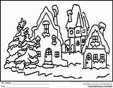 Village Coloring Christmas Pages Clip Printable Winter Drawing Copyright Clipart Color Scene Kids Sheets Print Getcolorings Clipground Teacher Line Drawings sketch template