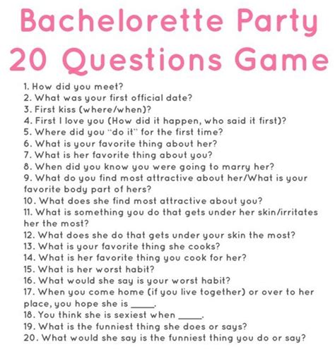 20 Questions For A Bachelorette Party So Fun Via Meals