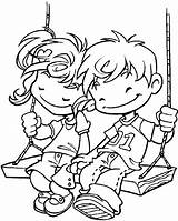 Coloring Friends Digital Stamps Holding Hands Colouring Pages Kleurplaat Nora Forever Cute Ben Sheets Kleurplaten Kids Color Couple Grade Printable sketch template