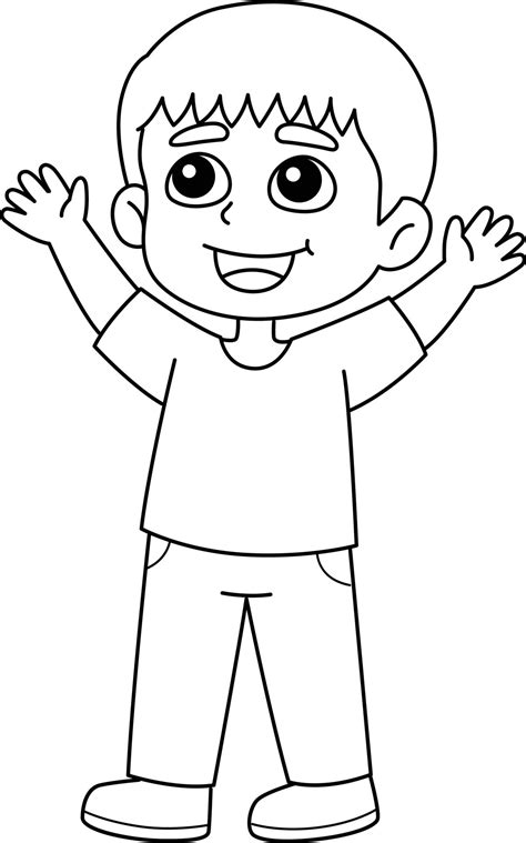 happy boy isolated coloring page  kids  vector art  vecteezy