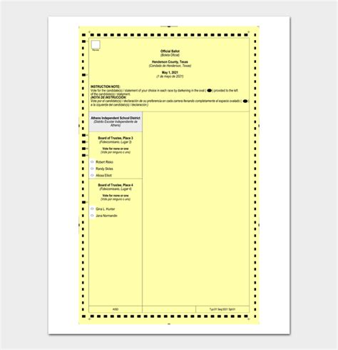 blank election ballot templates  voting forms
