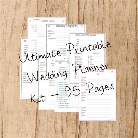 wedding planning binder printables customize  print
