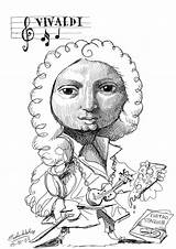 Vivaldi Clasicos Compositores Caricaturas Barroco Famosos Riomar Italiano sketch template