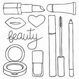 Make Cartoon Lipstick Cosmetics Drawing Drawn Set Mascara Cosmetic Lip Gloss Illustration Hand Collection Makeup Pencil Lips Beauty Doodle Nail sketch template