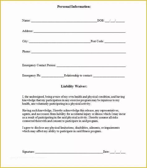 fitness waiver template  generic liability waiver template