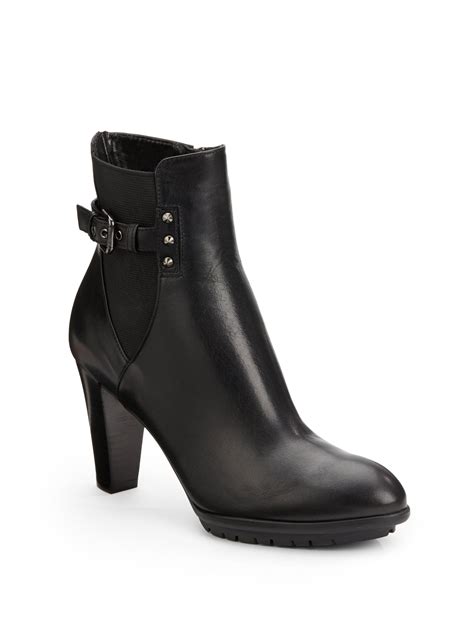 aquatalia  marvin  pumpkin waterproof leather ankle boots  black lyst