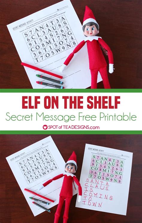 christmas secret message printable spot  tea designs elf