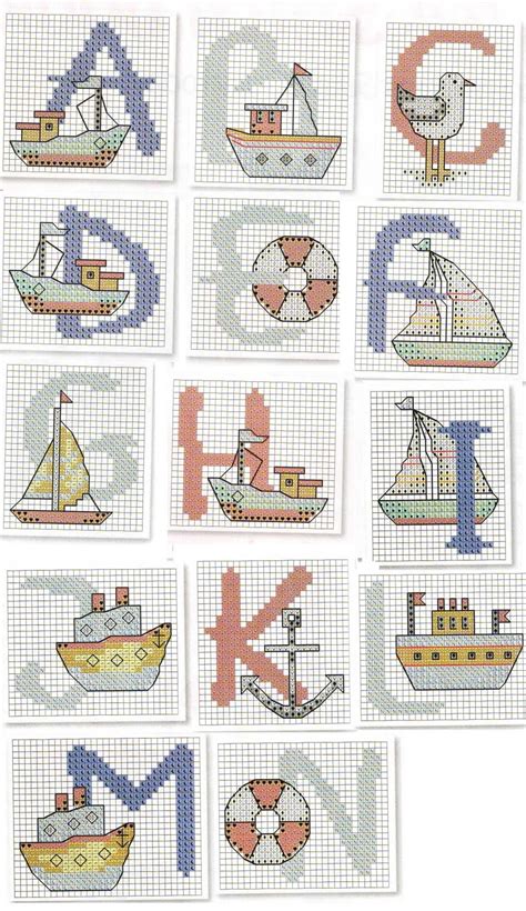 graficos de ponto cruz alfabeto nautico em ponto cruz