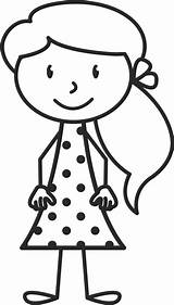 Stick Girl Drawing Dress Ponytail Dot Figure Polka Stamp Figures Paintingvalley Drawings sketch template