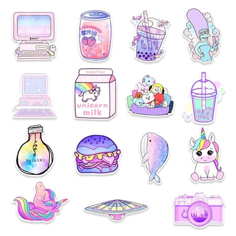 kawaii sticker pack  pc aesthetic stickers hydroflask etsy