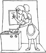 Cooking Kitchen Coloring Pages Utensils Mother Drawing Mom Color Getcolorings Getdrawings Printable sketch template