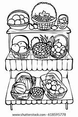 Sketch Stall Vegetables sketch template