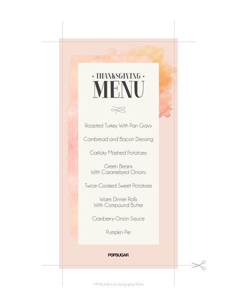 menu cards easy thanksgiving feast ideas popsugar food